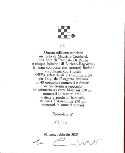 colophon numerato e firmato