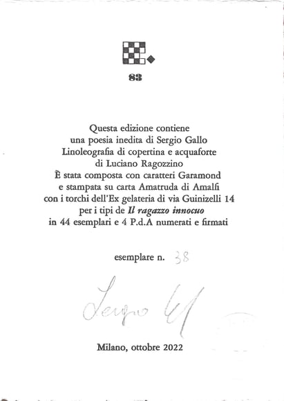 colophon numerato e firmato