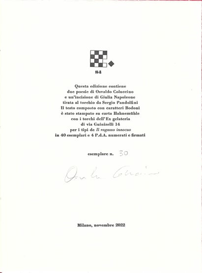 colophon numerato e firmato