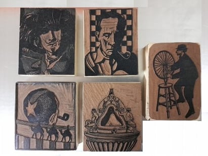 matrici originali delle cinque linoleografie