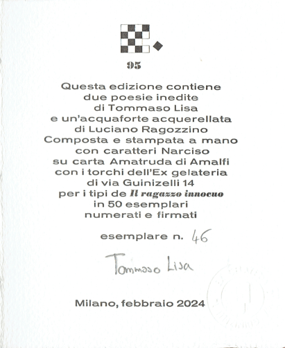 colophon numerato e firmato