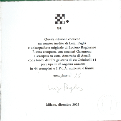 colophon numerato e firmato
