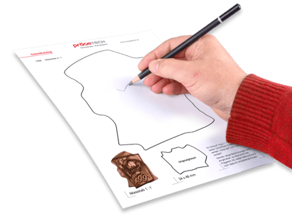 a) Illustration – Einfachschitt im Format 1:4