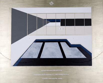 POOL LANDSCAPE 1   652mm*530mm   F15   2021 acrylic on canvas, wood