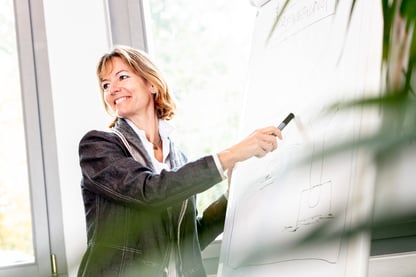 Marita Bühler am Flipchart bei einem Kommunikationsseminar