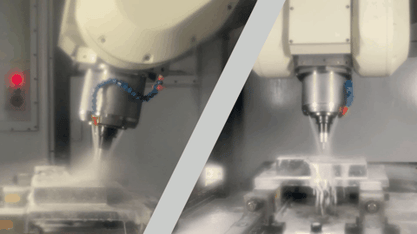 傾斜面割り出し加工の様子