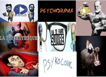 8 chaines YouTube qui vulgarisent la psychologie, la psychiatrie et la psychanalyse. PsyLab, Psychorama, Mardi noir, Psycho-Quoique, Va te faire suivre, Psychothèque, Sapiens sur un Caillou et PsykoCouac.
