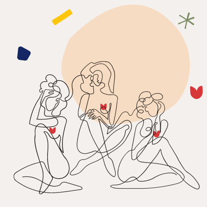 illustration de 3 femmes sororite