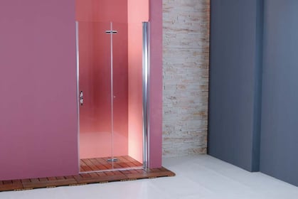 Mampara de ducha frontal de dos hojas plegables