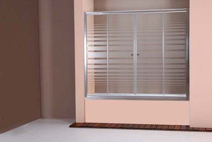 Mampara de baño frontal de dos hojas correderas y dos hojas fijas