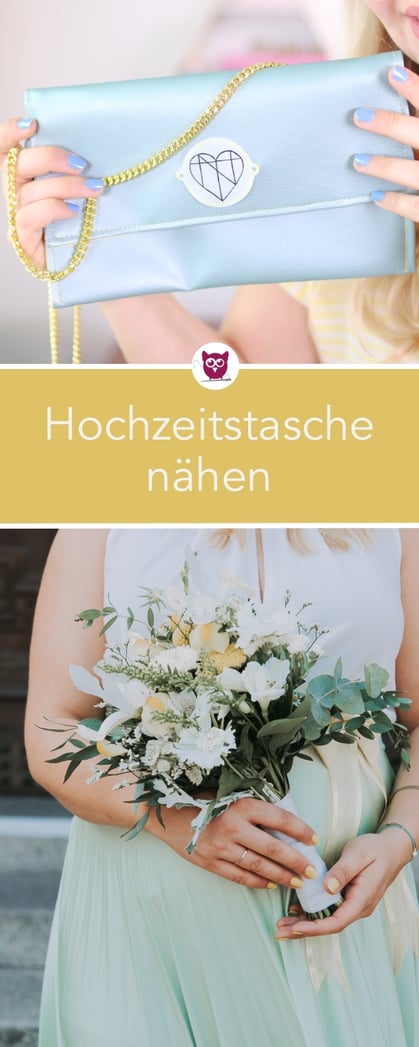 [Eigenwerbung] Hochzeitstasche / Clutch nähen #ClutchClara auas dem DIYeuleBuch mit Taschenkette aus Kunstleder. Nähanleitung von DIY Eule.