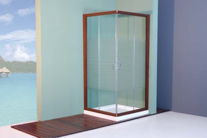 Mampara de ducha en color madera oscuro