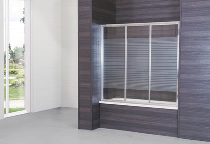 Mampara de baño de dos hojas correderas y una fija