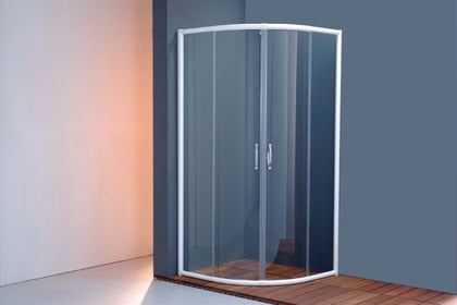 Mampara semicicular de dos hojas correderas