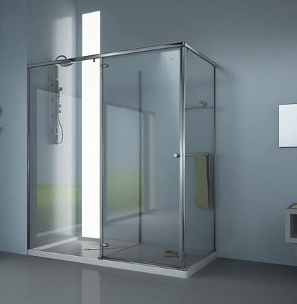 Mampara de ducha con vestidor y zona de secado