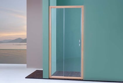 Mampara frontal de ducha de una hoja corredera y una hoja fija