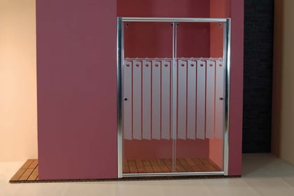 Mampara frontal de ducha de dos hojas correderas