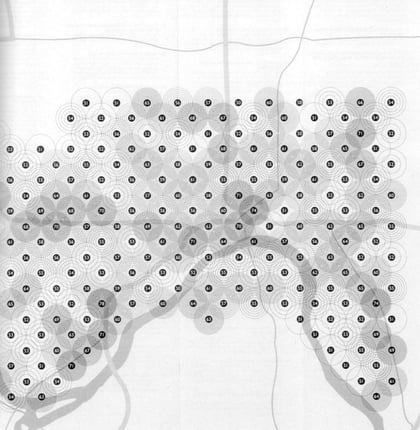 Carte des décibels. Minneapolis-St. Paul, 2001, Design Institute, University of Minnesota