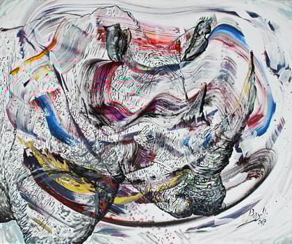 Le Rinocéros, acrylique sur toile, 120 x 100 cm, 2017