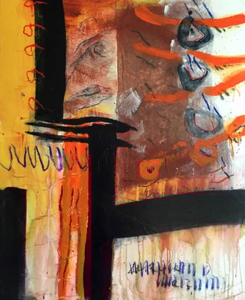 "Perspektiven", #3, 2019, Mischtechnik auf Papier auf Leinwand, 110x90 cm