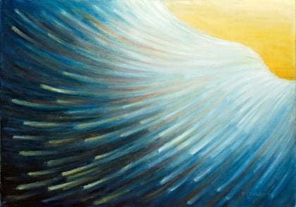 IM Flug 1983, Öl auf Leinwand, 92 x 65 cm