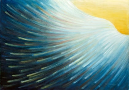 IM Flug 1983, Öl auf Leinwand, 92 x 65 cm