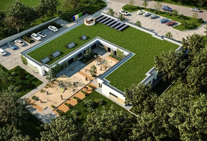 Luftaufnahme der geplanten Kindertagesstätte in Schmitten