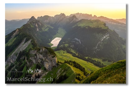 Marcel Schiegg, Wandbild, Leinwand, Leinwandbild, Alu Dibond, Geschenkidee, Hoher Kasten, Sämtisersee, Alpstein, Appenzell, Appenzellerland