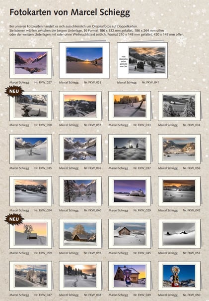 Marcel Schiegg, Patrik Baumann, Kartenverlag, Weihnachtskarten, Postkarten, Fotokarten, Appenzell, Alpstein, Trauerkarten, Appenzellerland