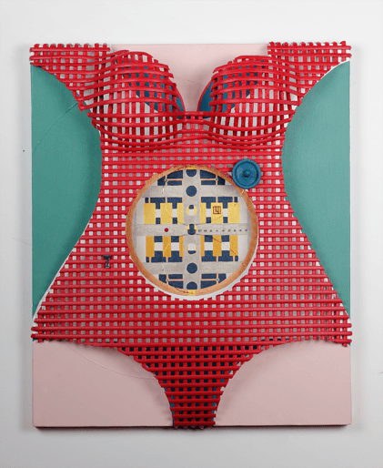 JAPANESE SECRET Android 4   F8  380mm*455mm   2014 acrylic on canvas, bamboo, wood