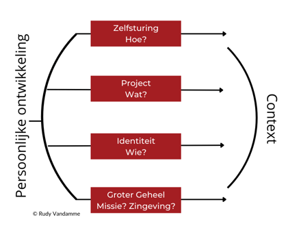 de 4 sporen van het Vorkmodel: zelfsturing, projecten, identiteit, groter geheel - coaching traject