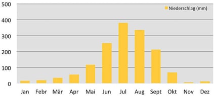 Niederschlag in Kathmandu in Nepal