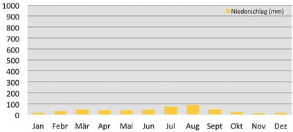 Durchschnittlicher Niederschlag in Dolpo