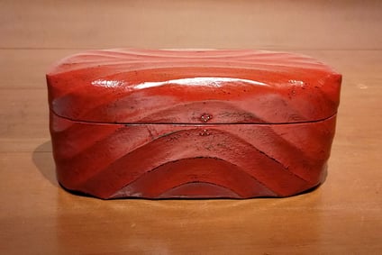 朱漆縞楕円箱　松崎融　山の上ギャラリー