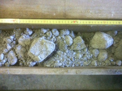 Drilled out material from potential gravel extraction site