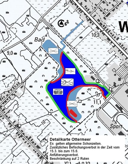 Detailkarte des Angelbereichs im Ottermeer Wiesmoor Ostfriesland