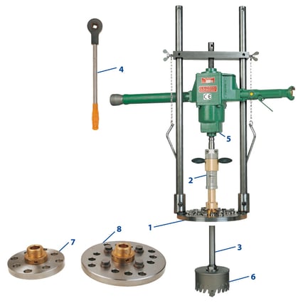 Druckluftmotore, Antriebe, Anbohrmotore, Anbohrmaschinen, Bohrmaschinen, Anbohrgeräte, Anbohrständer, Perfekt 3, Gasleitungen anbohren, Wasserleitungen anbohren, Fräser, Zentrierbohrer, Lochfräser, Sägekranzfräser