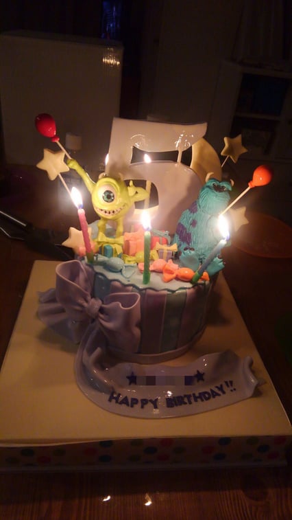 Happy 5th Birthday🎈 #サリー  #マイク #モンスターズインク #5歳誕生日 #可愛い女の子 #写真とても嬉しい #マイク食べられてた😍 #写真ありがとうございます #誕生日ケーキ #fondantcake #monstersinc #fondantfigure #bdcake #charactercake #japancake #japanese
