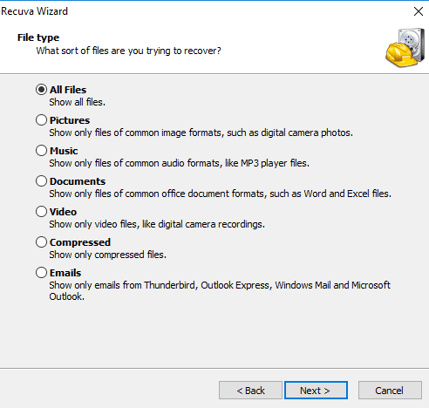 Recuva - récupération de données