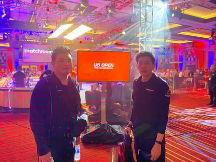 USオープンにてコーチのトー・リャンハンと（本人提供画像）