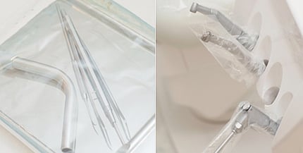 器具類は患者さまごとに個別包装し、使用する直前に開封いたします。 