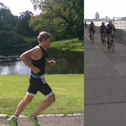 Christian Harzenmoser auf der Laufstrecke, Philip Schädler am Anfang der Radstrecke