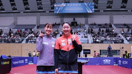 張本美和（木下グループ）・長﨑美柚（木下アビエル神奈川）「©日本卓球協会」