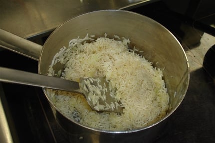 Reis kurz anglacieren. 