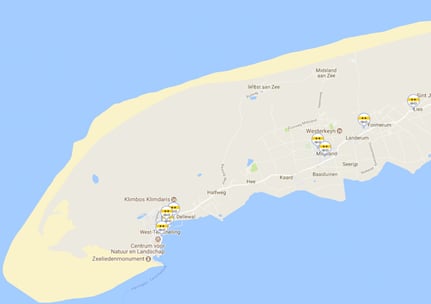 Vanaf West-Terschelling t/m Lies staan er diverse palen. Klik voor vergroting