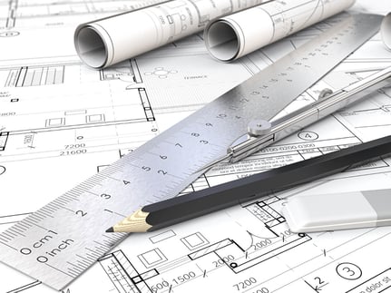 Baupläne und Arbeitsmaterialien der Architektur