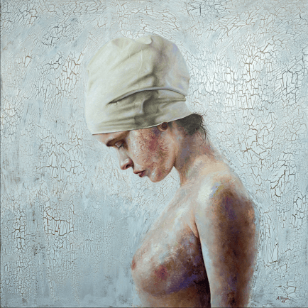 Anton Franz Hoeger, The Swimmer, Oil on Canvas, 80 x 80 cm