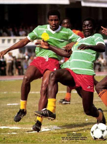 Can 86 - Match Cameroun-Zambie. Ibrahim Aoudou et André Kana Biyick