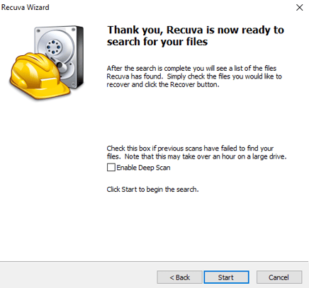 Recuva - récupération de données