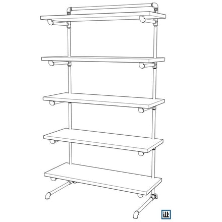 Schuhregal aus Rohren, Rohrregal